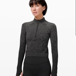LULULEMON Restless Cropped 1/2 Zip Herringbone Pullover